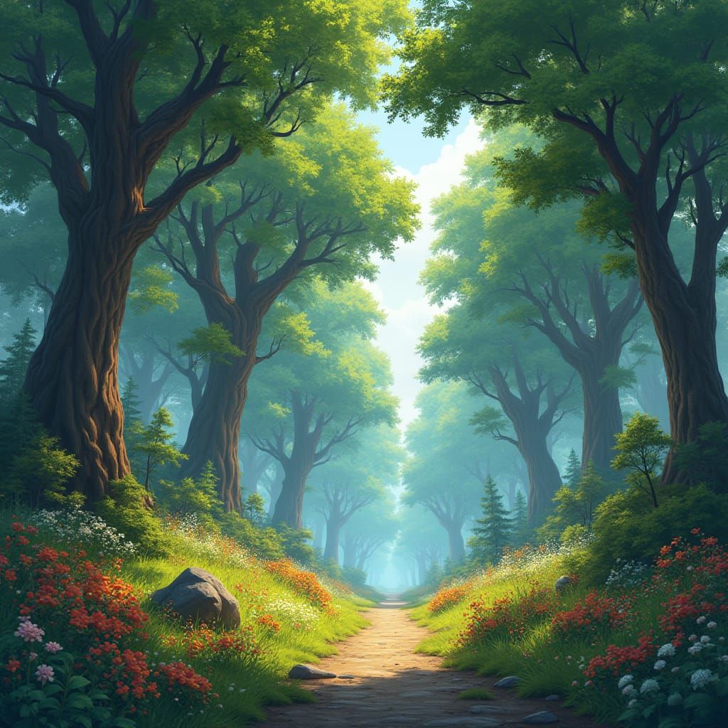 Lush Autumn Landscape Inspired by Digital Art