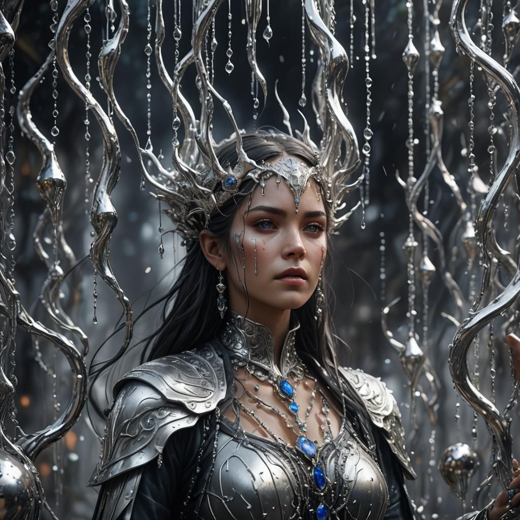 Women Dripping with Silver: Detailed Matte Painting