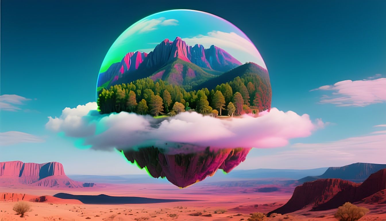 Floating Apache Sky Islands in Fluorescent Colors