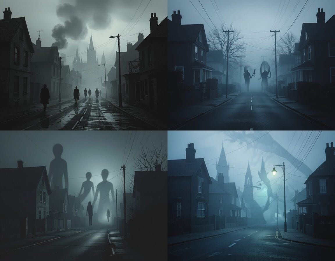 Mysterious Foggy Street With Moving Shadows