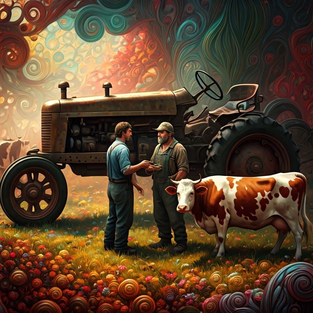 Rugged Farmers in a Surreal Landscape