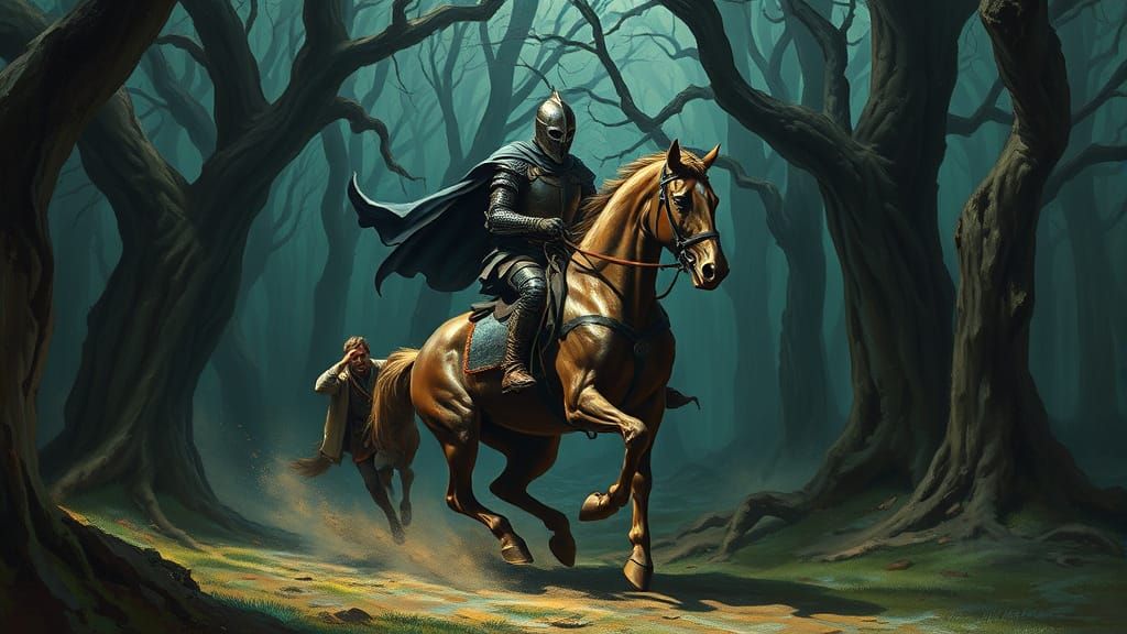 Headless Rider Chases Man Through Mystical Forest