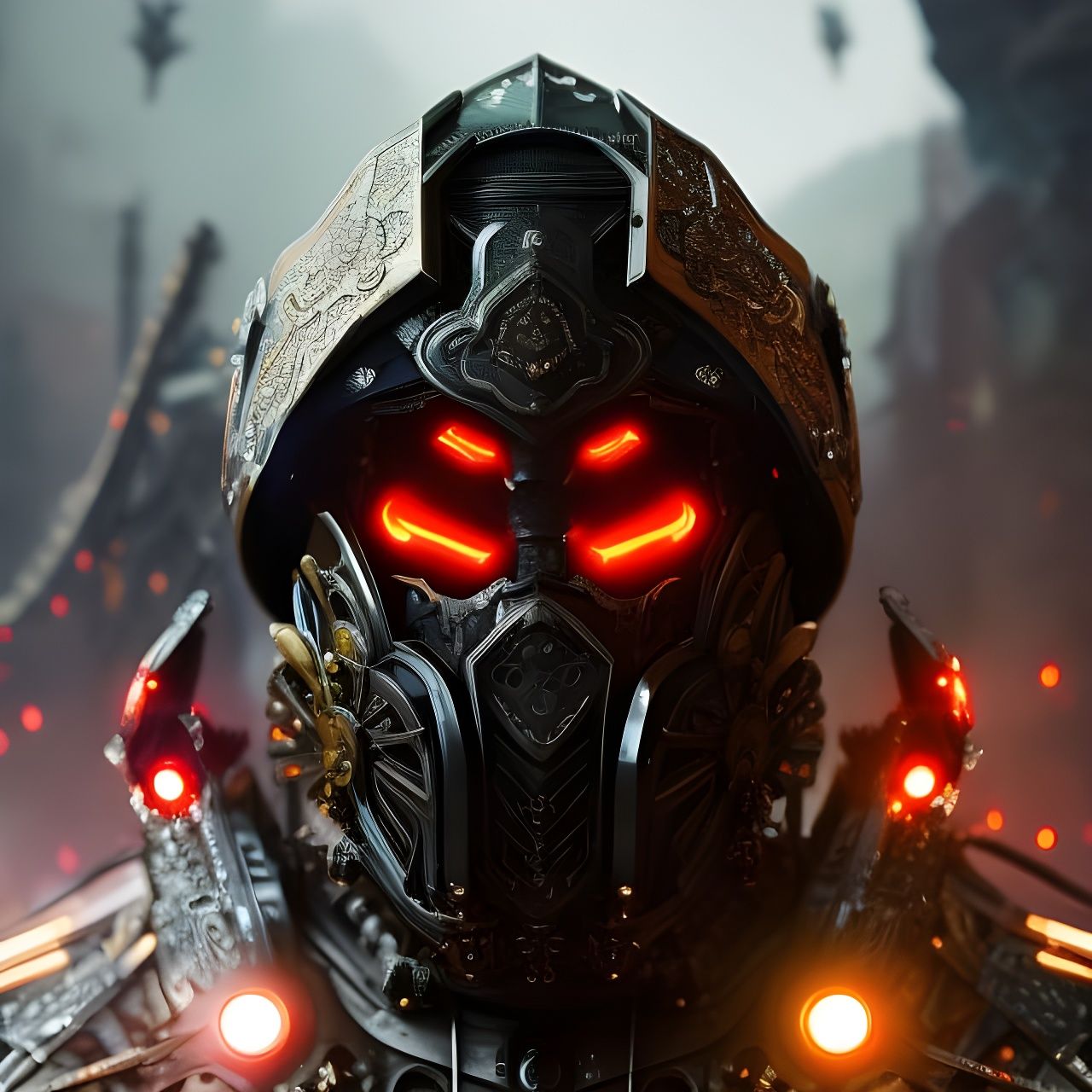 Loveheart Humanoid in Ukiyo-e Cyberpunk Mansion