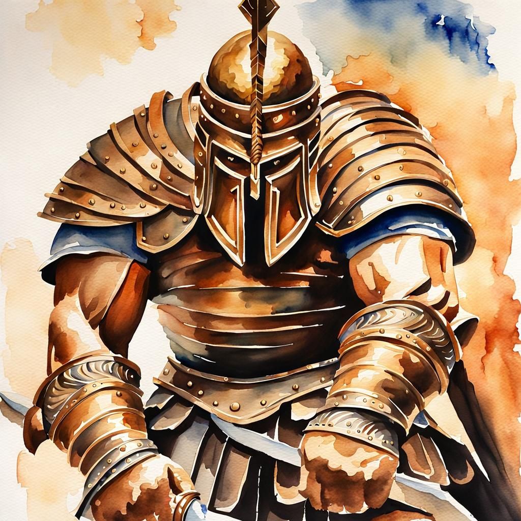 Goliath: Giant Warrior in Watercolor