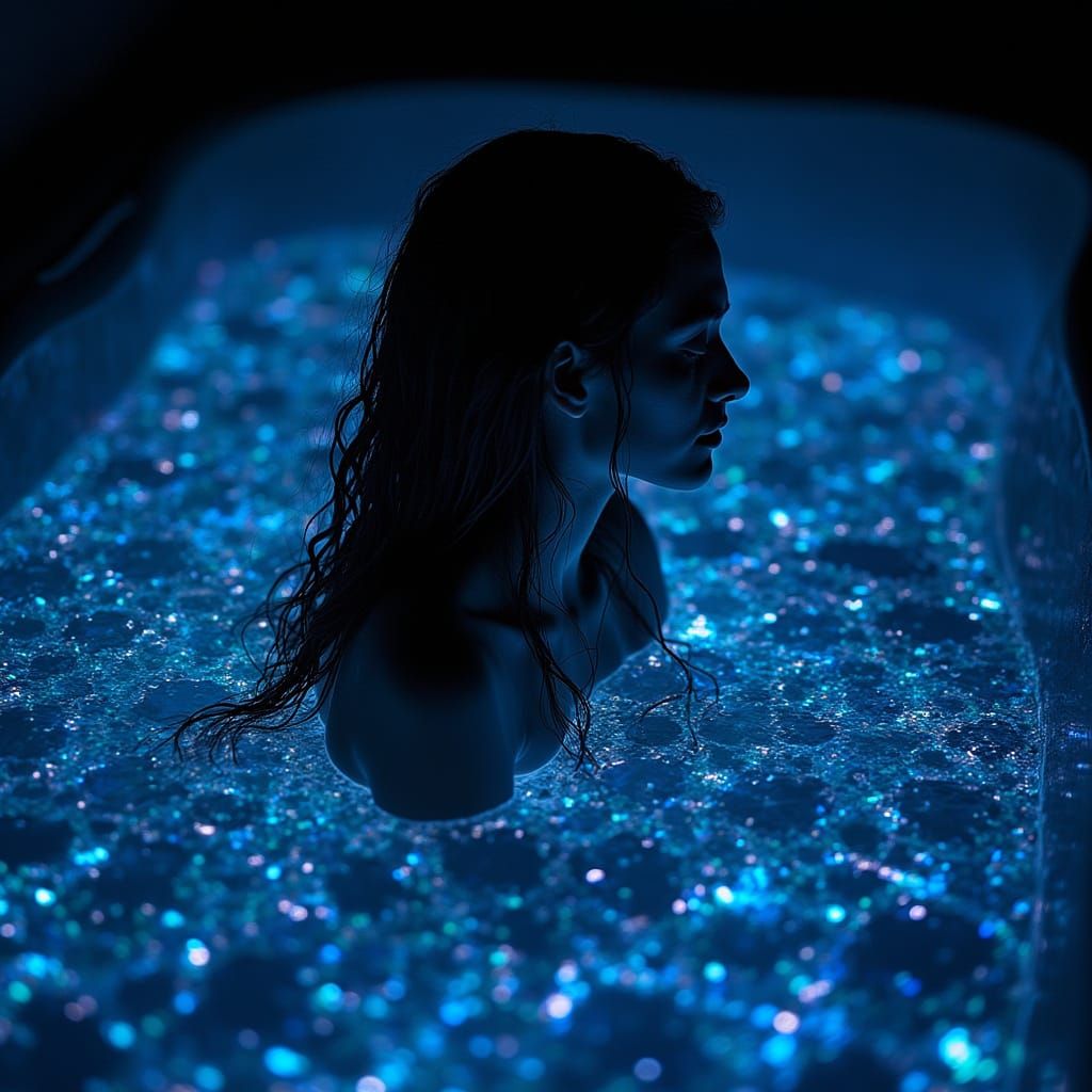 Surreal Bioluminescent Waters Fragment into Geometric Patter...