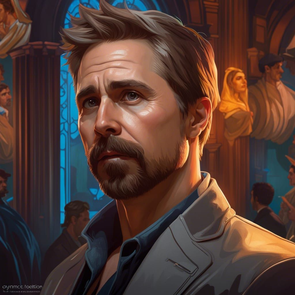 Sam Rockwell Portrait in Classic Style