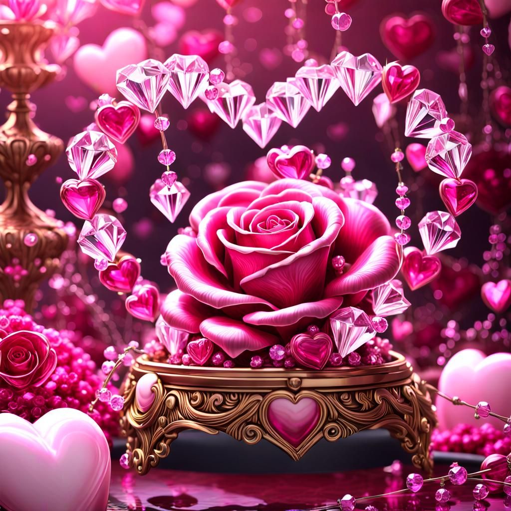 Vintage Jewelry and Roses Still Life in Detailed Matte Paint...