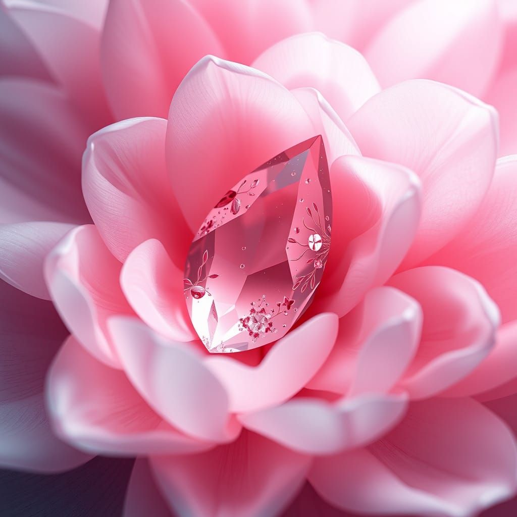 Pink Crystal Note in Art Nouveau Style