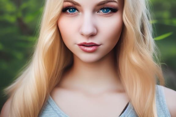 Smiling Blonde Woman Portrait with Bokeh Background