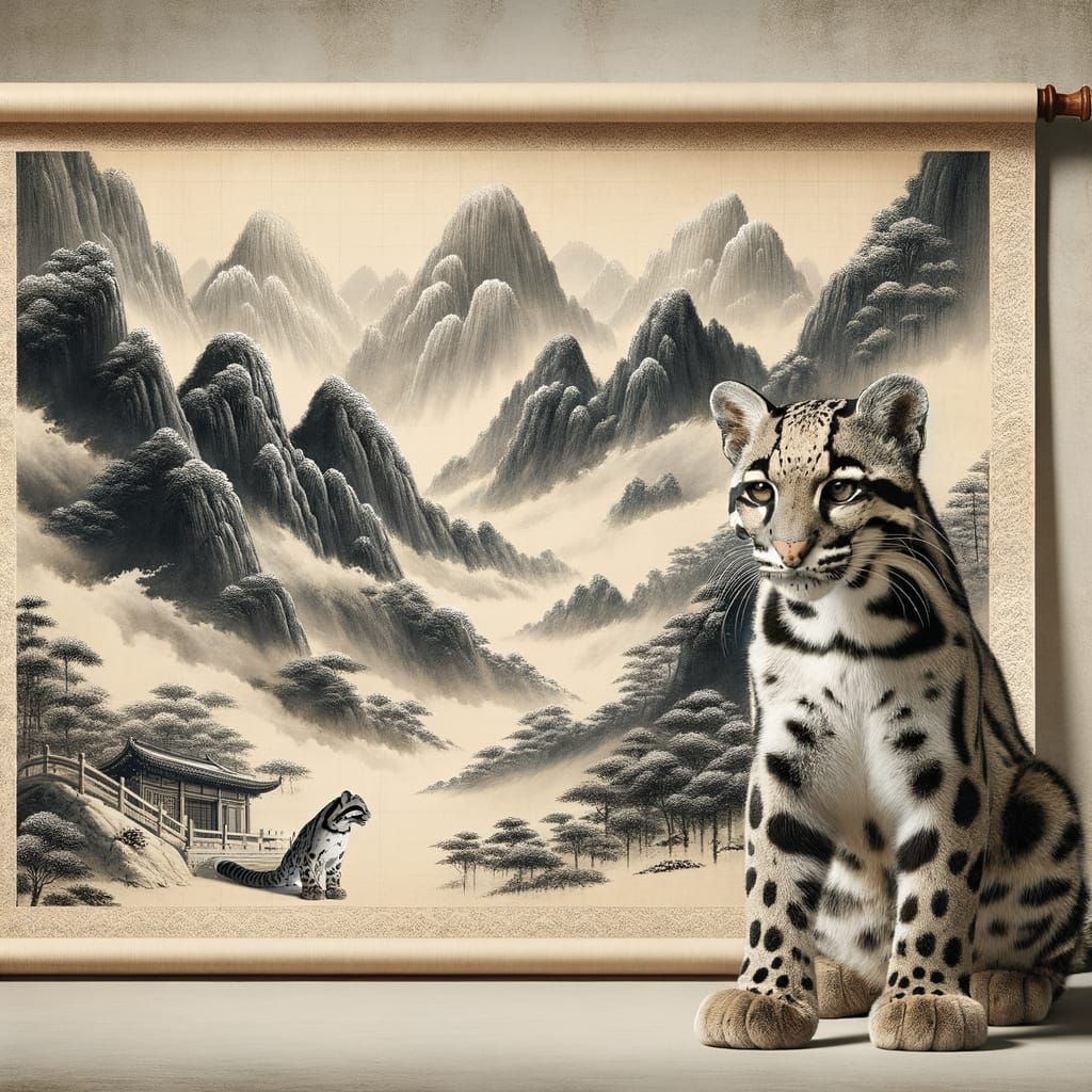 Clouded Leopard as Song Dynasty Ink Painting