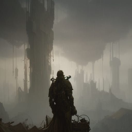 Lovers Kiss in Apocalyptic Landscape