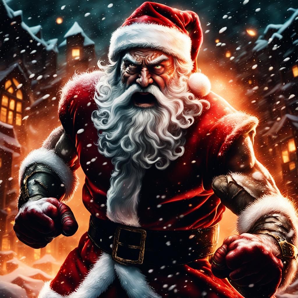 Dark Whimsy Santa Smashes Elves in a Fiery North Pole