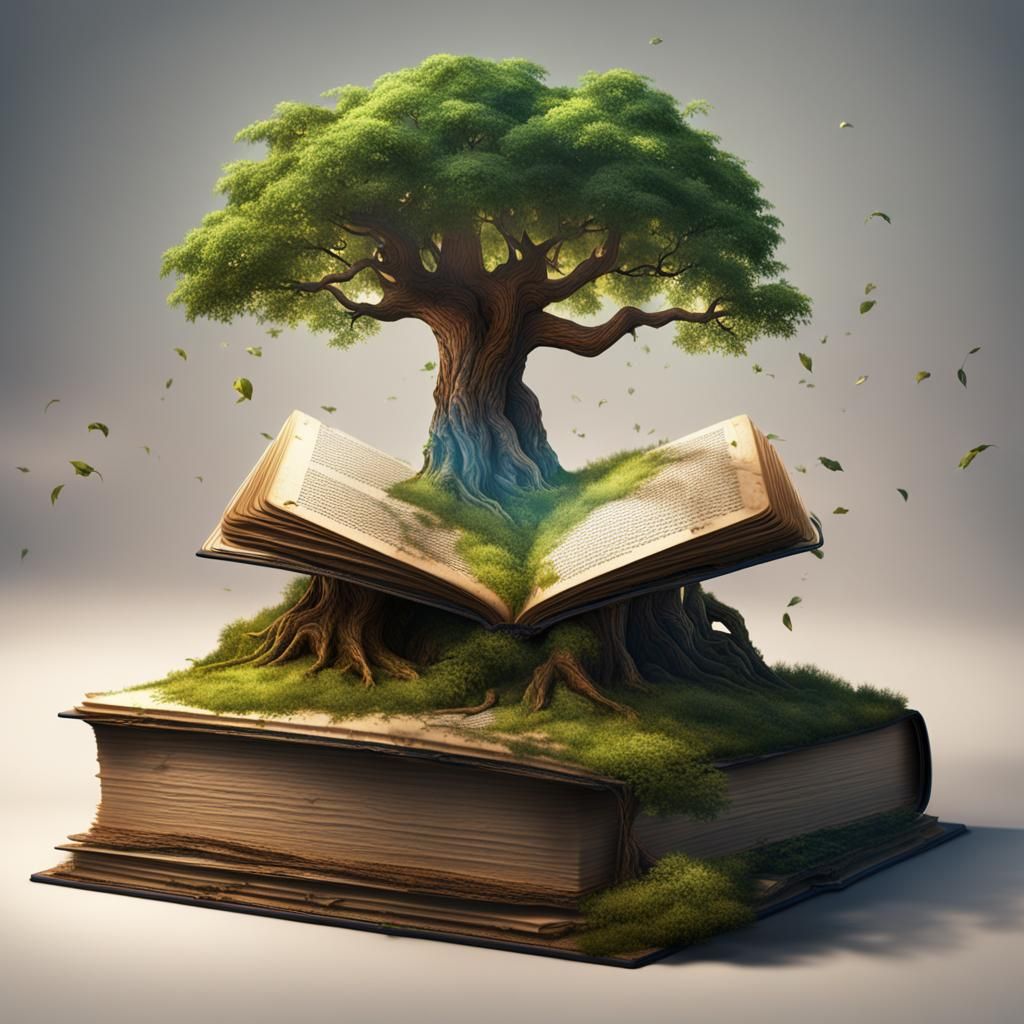 Tree Growing From Book: Fantasy Concept Art