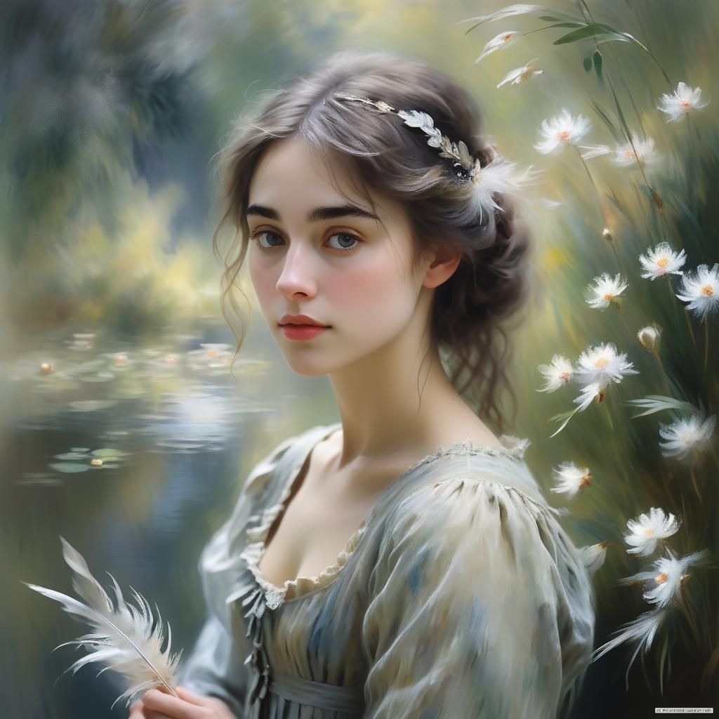 Dreamy Impressionist Portrait of a Young Woman