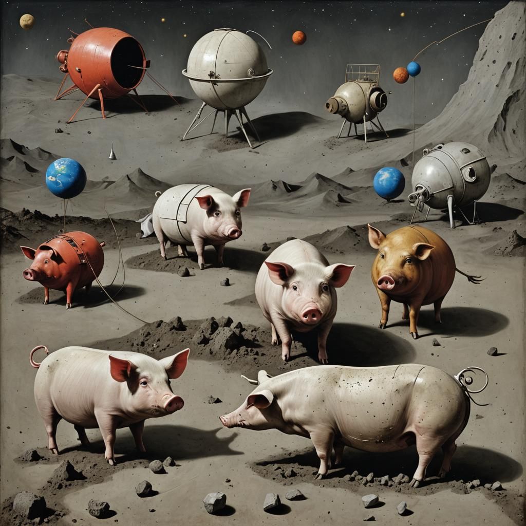 Surreal Pigs and Concrete Mixers in Space