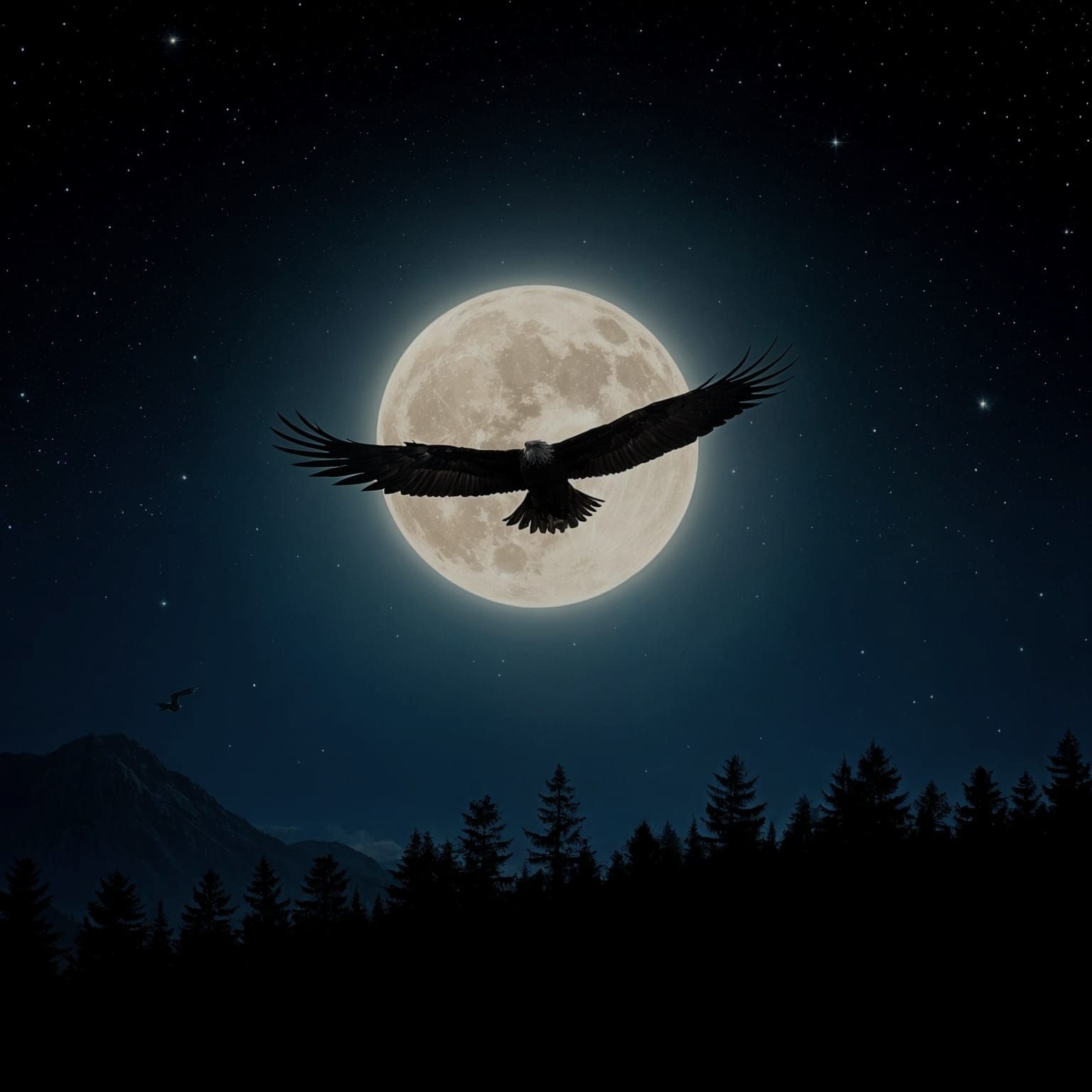 Elegant Eagle in Full Moon Serenity