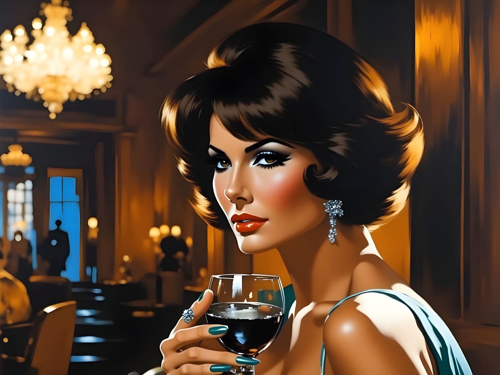 Raquel Welch in Abstract Expressionist Oil Painting