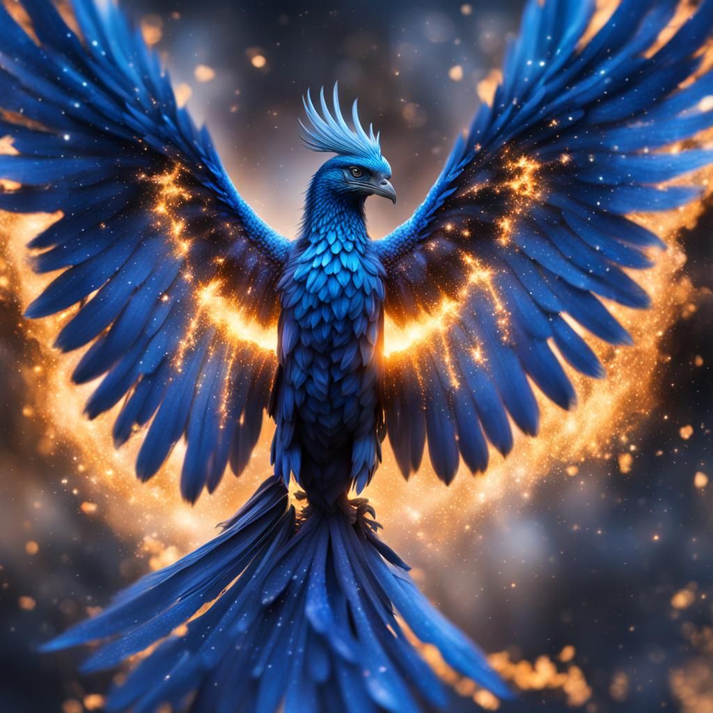 Blue Phoenix Rising from Ashes: Bokeh Photography