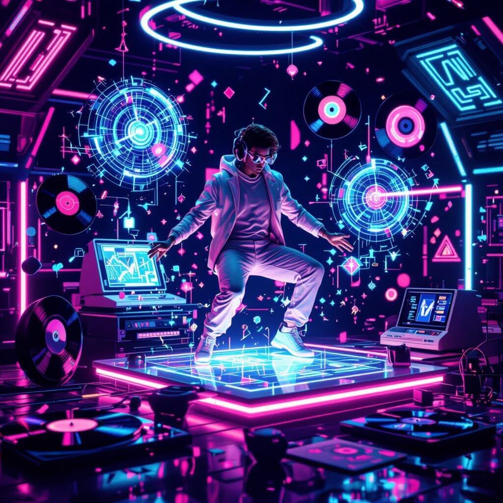 Retro-Futuristic Studio with Holographic Ideas
