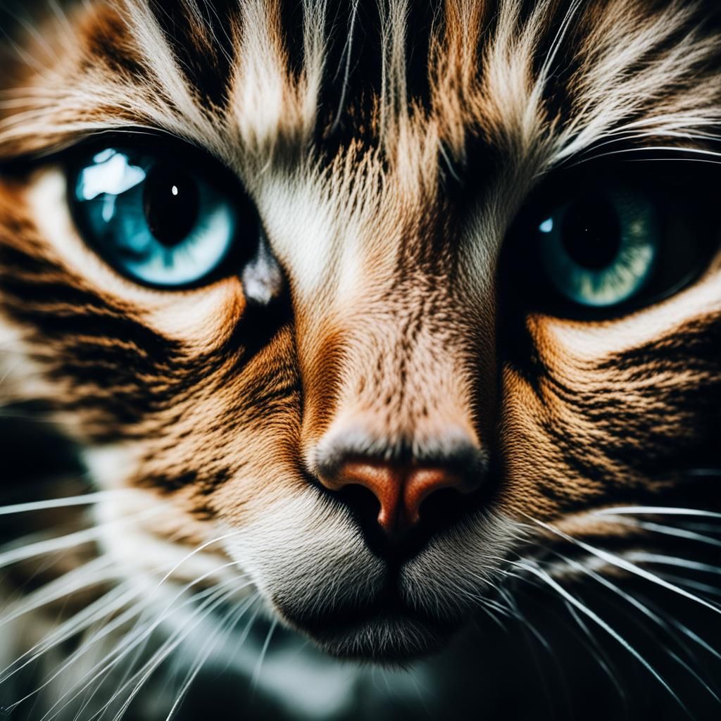 Art Nouveau Cat Portrait in Rococo Style