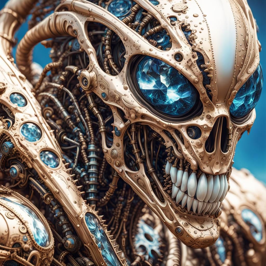 Steampunk Diamond Venom Xenomorph in Baroque Style