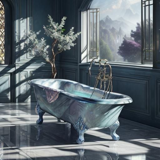 Ethereal blue labradorite Bathtub& beautiful craftsmanship vibes& ethereal design vibes& shimmery vibes& hyperdetailed t...
