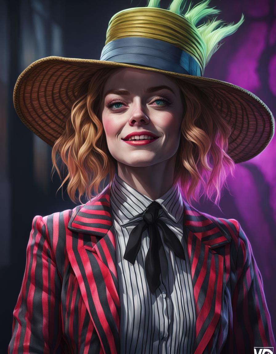 Emma Stone as Beetlejuice: Art Nouveau Portrait