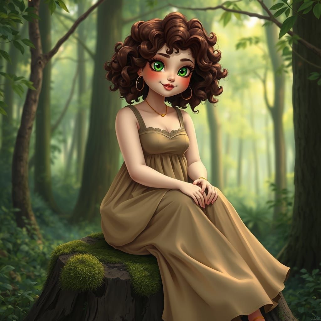 Surreal Forest Goddess in Earthy Elegance