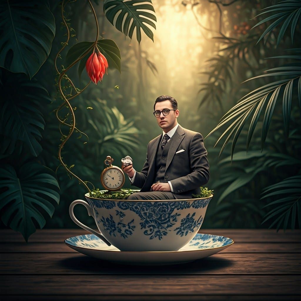 Gentleman in Teacup Jungle Still Life