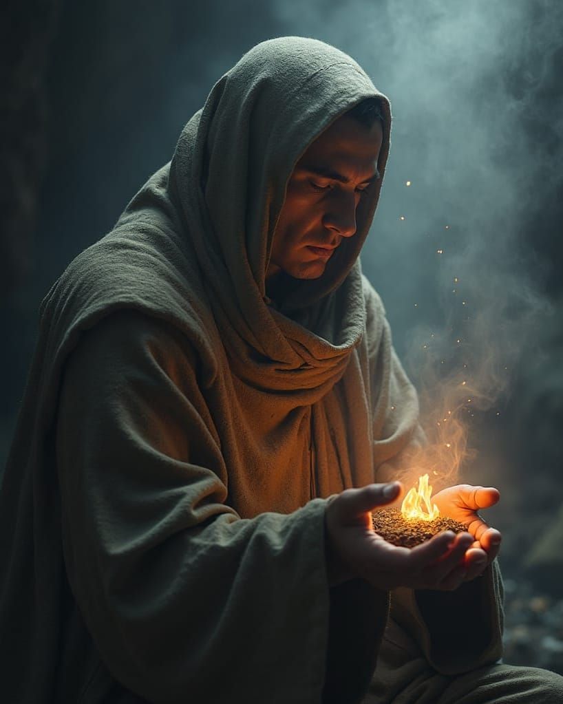 Spiritual Seeker Holds Hope in Dark Cavern