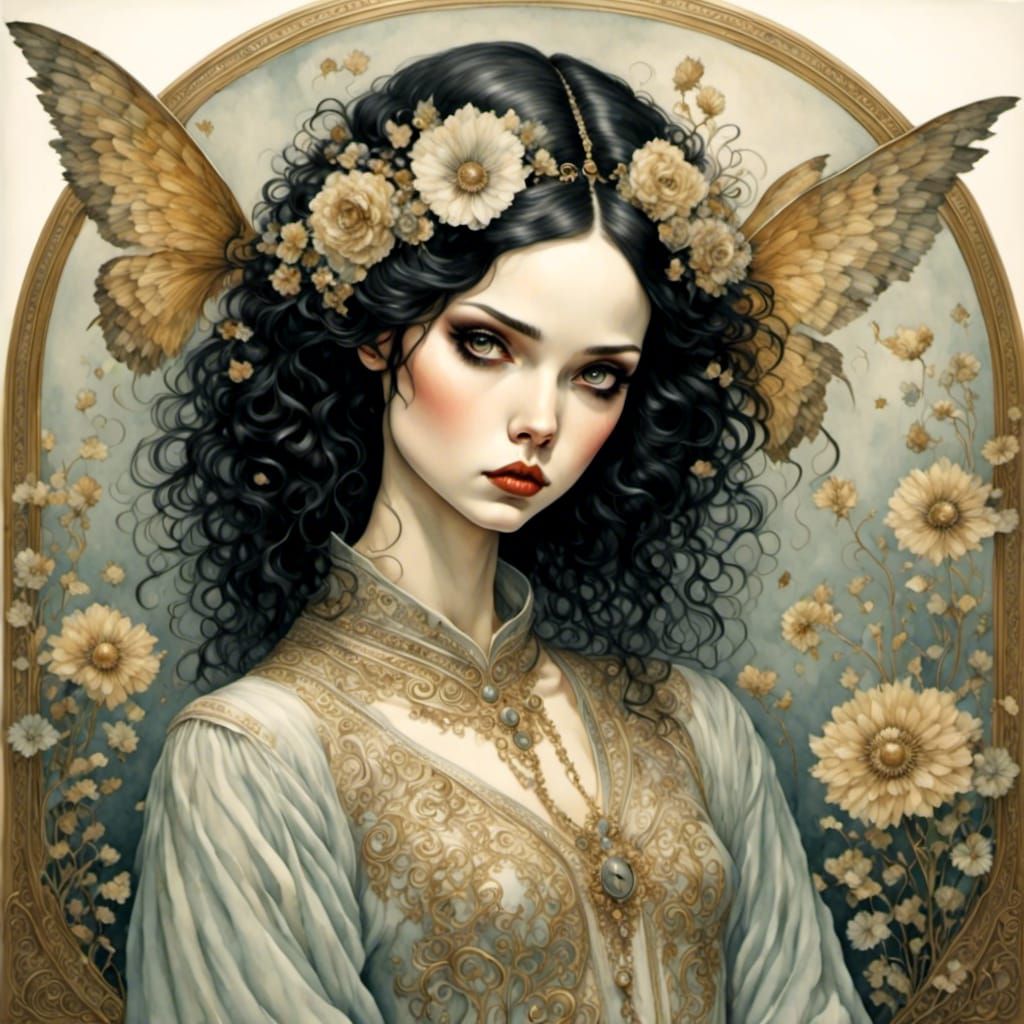 Anime Angel in Pajamas, Pop-Surrealist Portrait