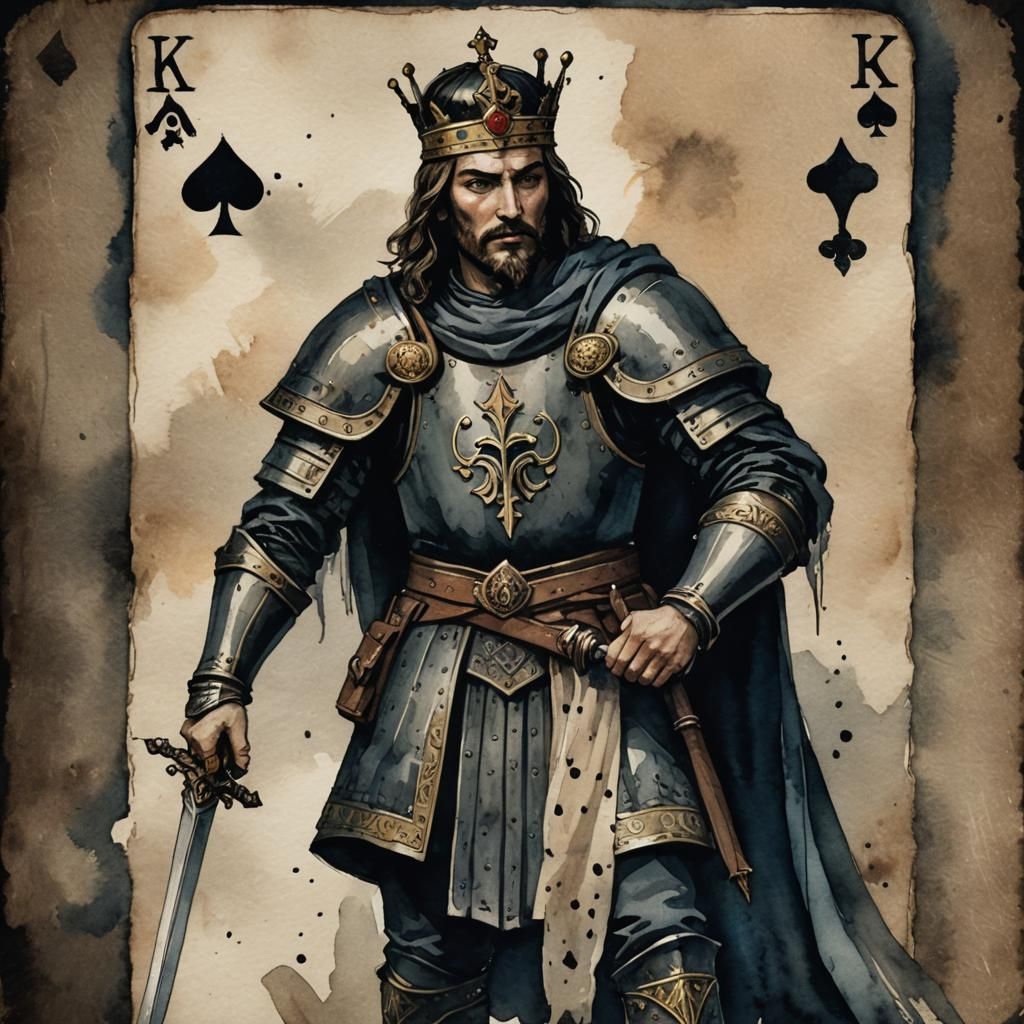 Stern King Grabbing Knight on Playing Card
