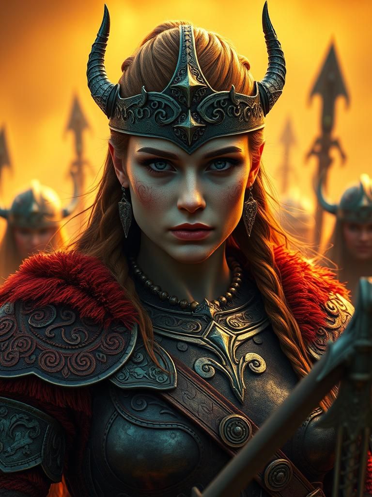 Imposing Viking Warrior Leading Troops: Fantasy Art