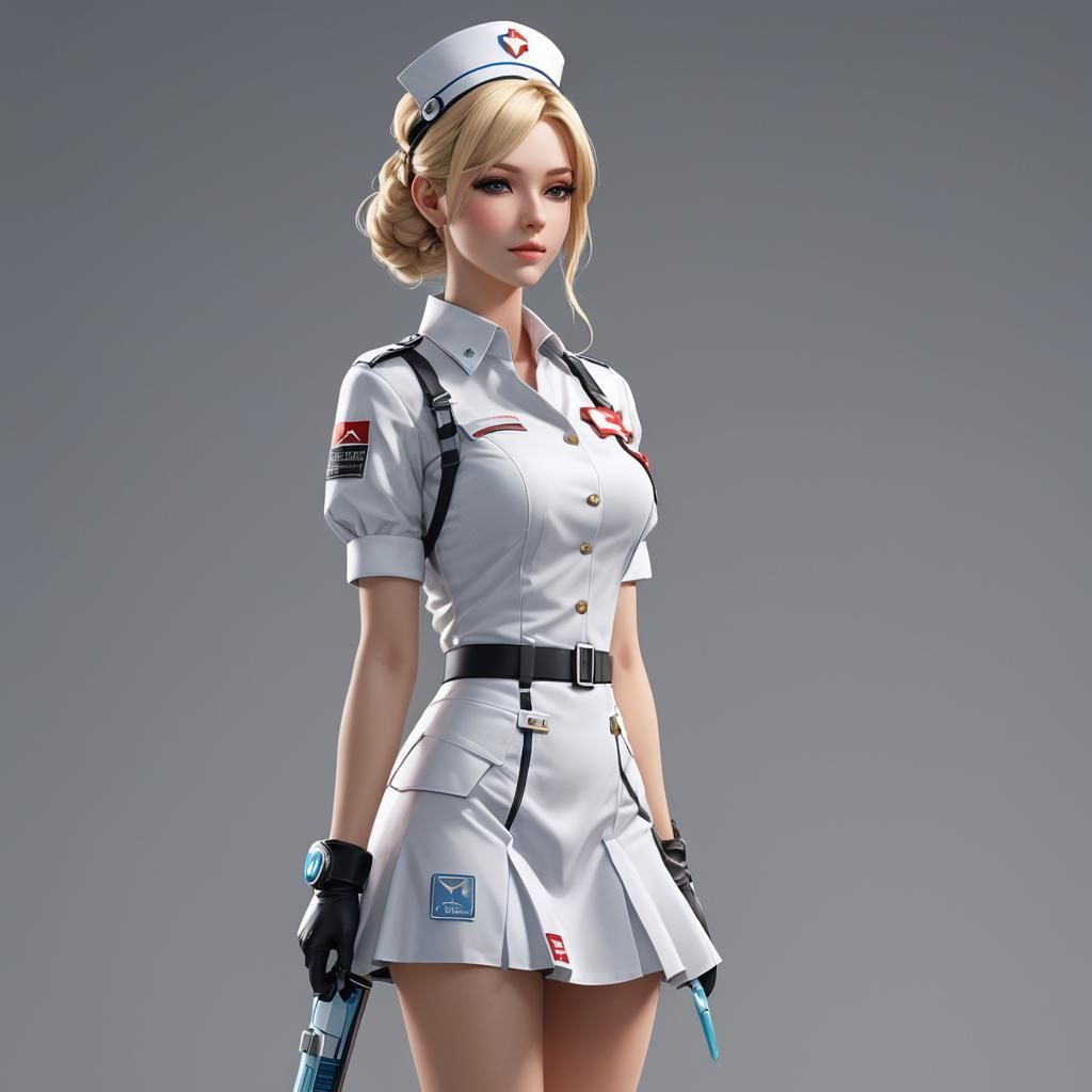Futuristic Anime Nurse with Medical Accessories in 8K