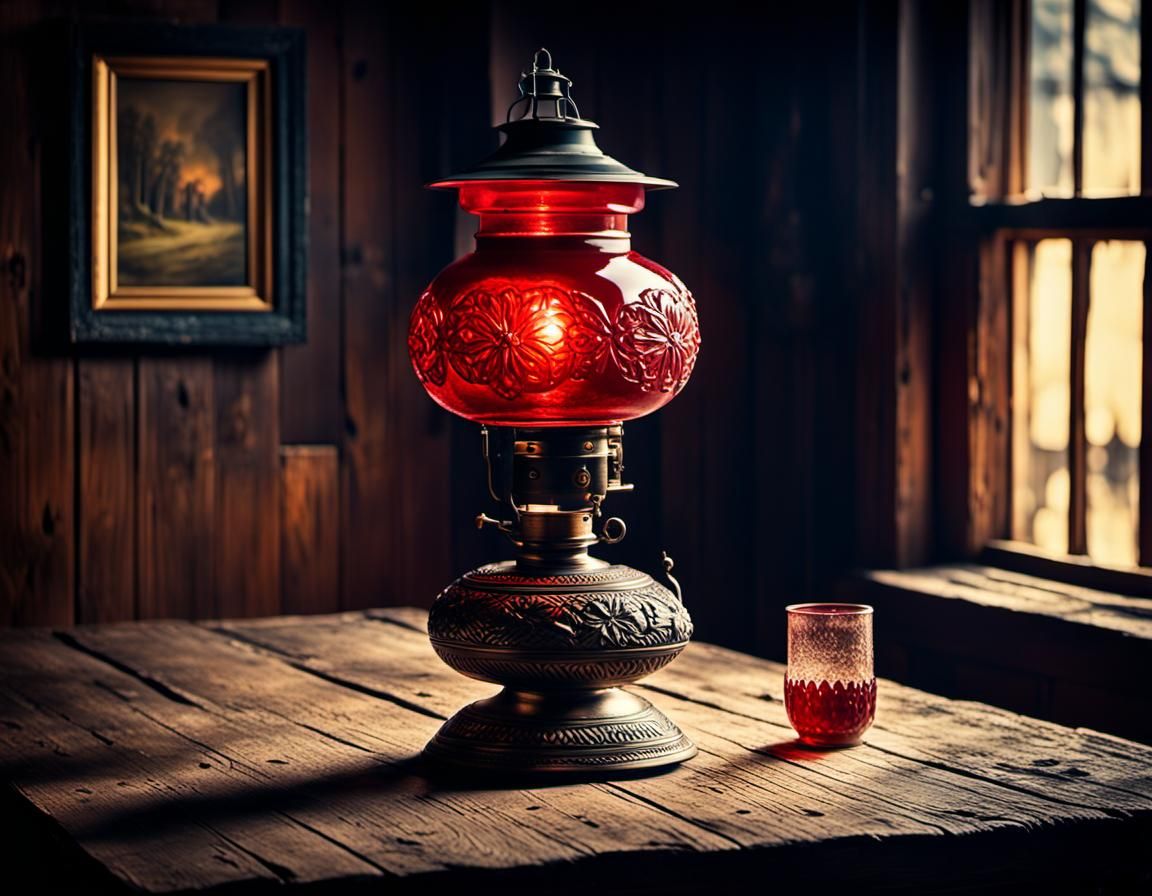 ornate red lamp old west saloon 1860s