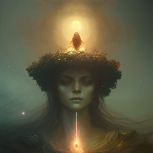 Mother Earth with Crown of Stars: Fantasy Art