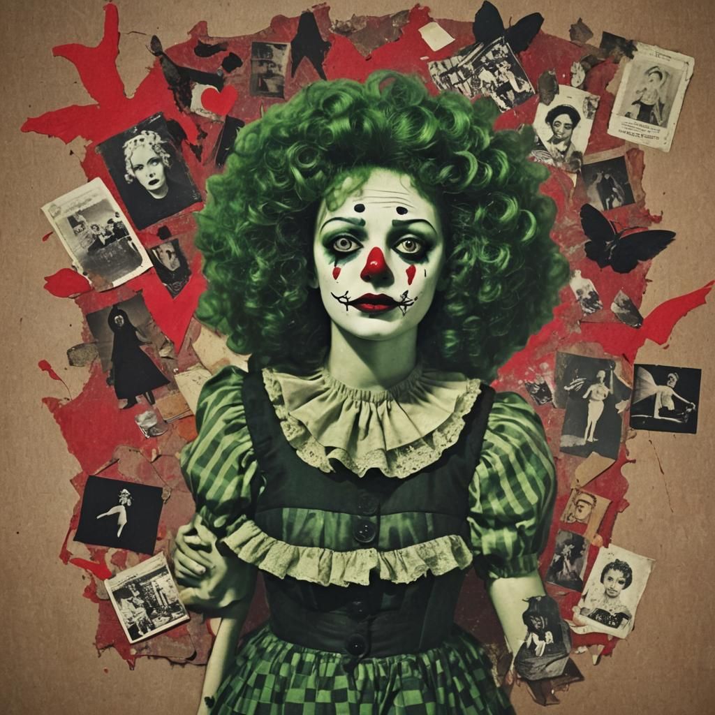 Surreal Goth Clownscape with Broken Toys