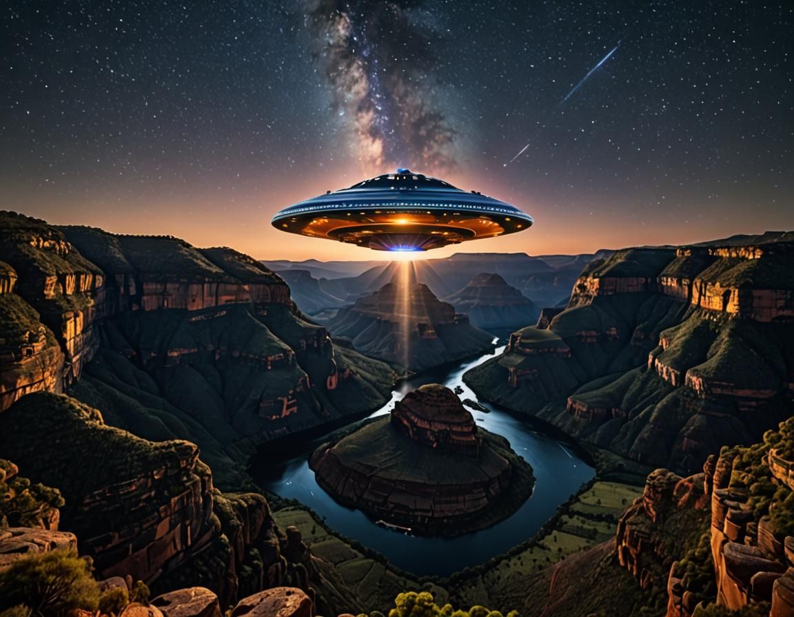 UFO over Blyde River Canyon at Night