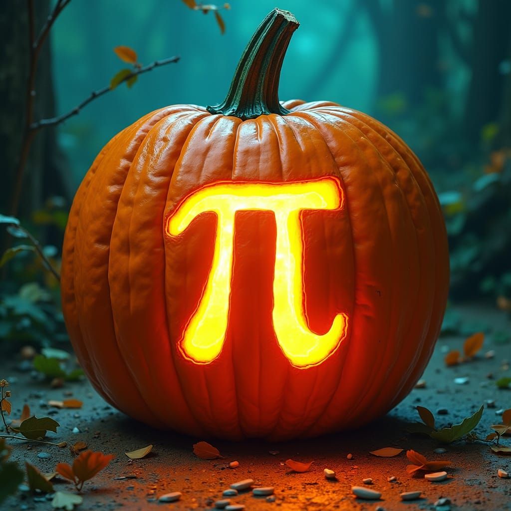 Glowing Pi Pumpkin in Abstract Expressionist Style