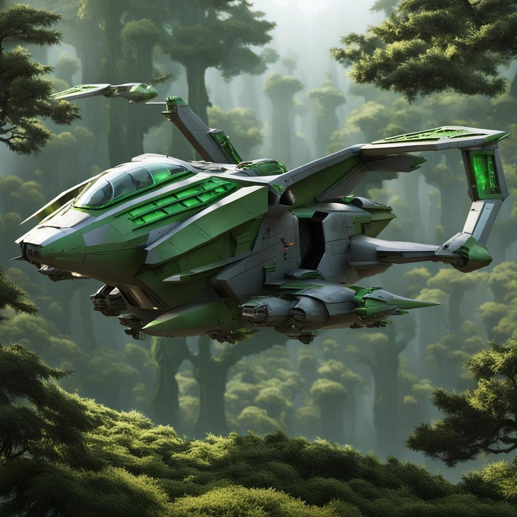Futuristic Wyvern Troop Transport in Flight
