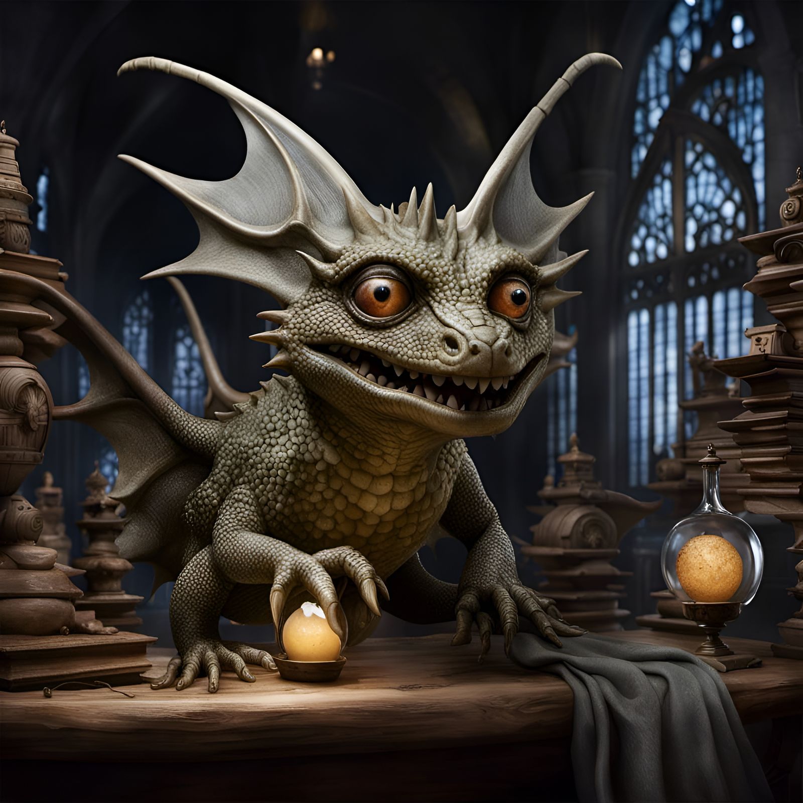 Magical Dragons in Bizarre Surreal Biological Style