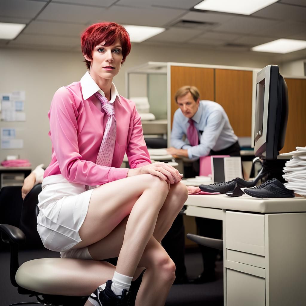 Crossdresser Caught in Office, Professional Photography