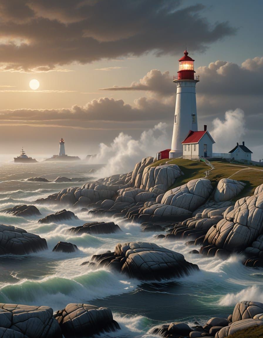 Lighthouse Tradition of Maritime Canada in Hyper-Realistic D...