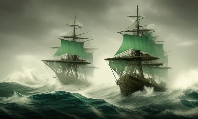 Ghost Ship Storm: Detailed 8K Seascape