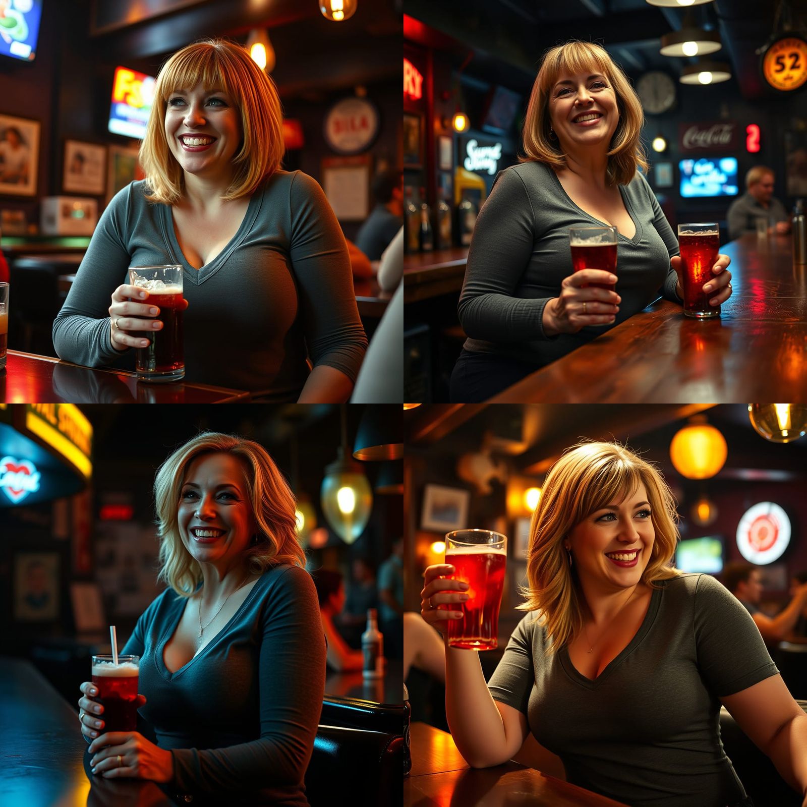 Woman at Dive Bar: Cinematic Film Still