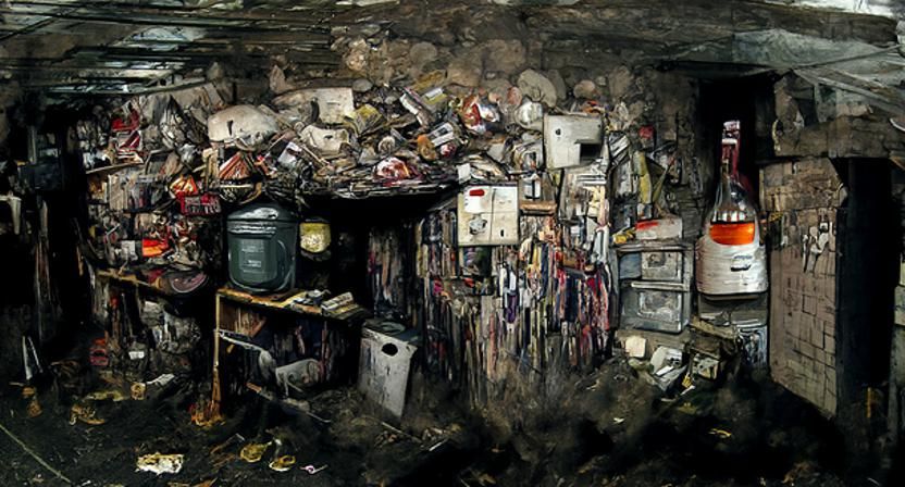 Grim Cellar Dwelling: Cel-Shaded Illustration