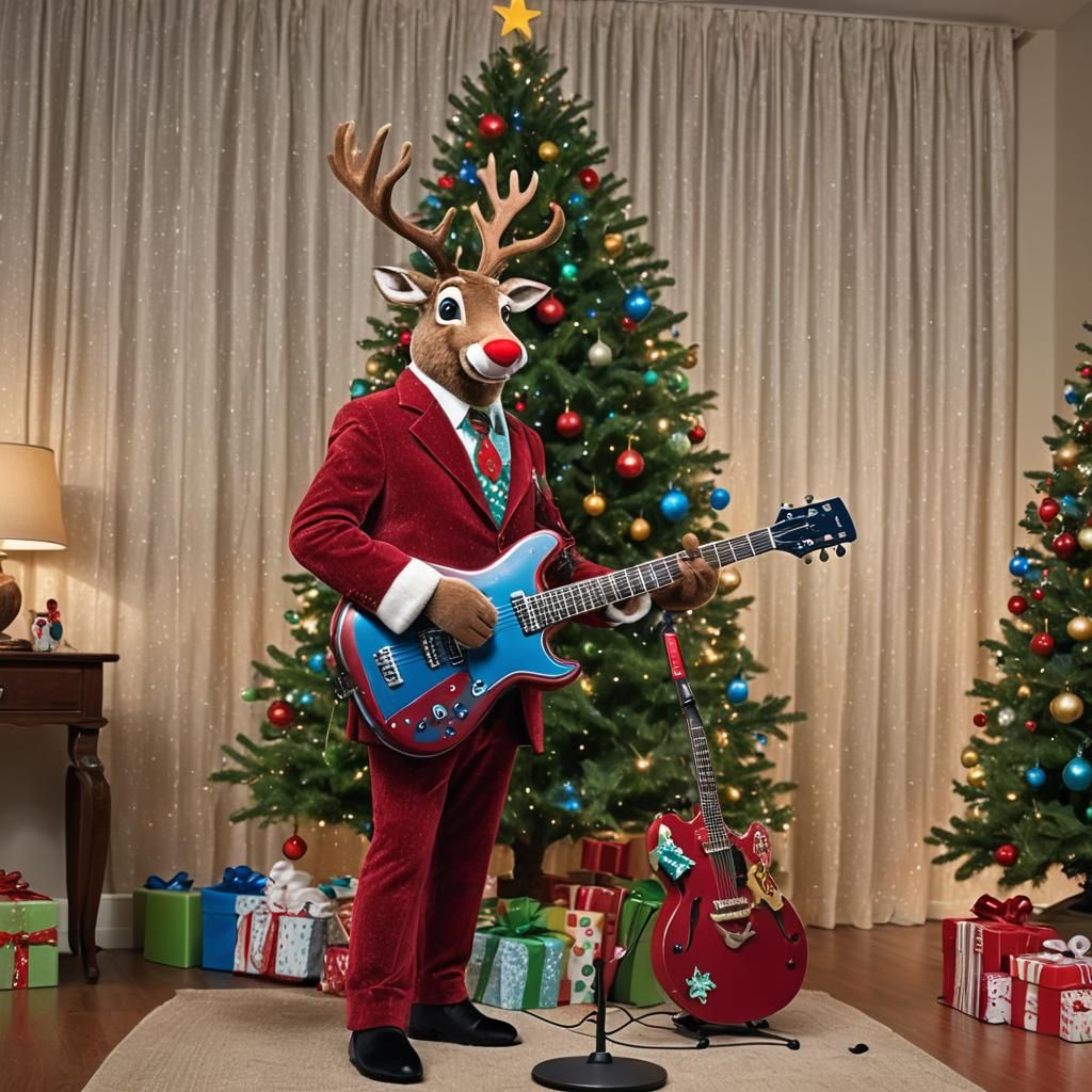 Rudolf Rocks Christmas in Sparkling Red Suit