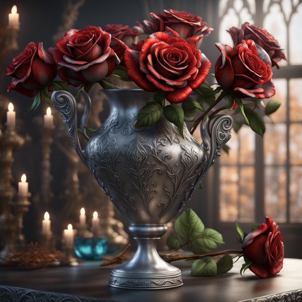 Fire and Ice Roses in Detailed Matte Painting