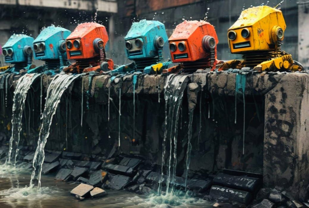 Hi-Tech Bots Fighting Over Water in Ruined City