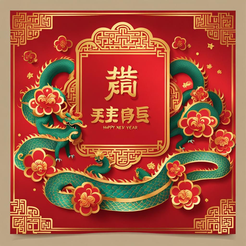 Kawaii Chinese Dragon New Year Card